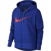 Nike Hoodie Womens Small Blue Full Zip Cropped Relaxed Fit Dri-Fit Dropped Hem - S Regular