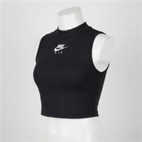 Nike Air Womens Tank XL Black Grey Ribbed Mock Neck Cropped Lightweight Top - XL Regular