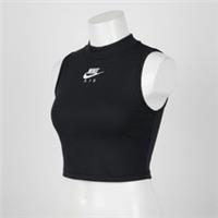 Nike Air Womens Tank Large Black Grey Ribbed Mock Neck Cropped Lightweight Top - L Regular