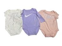 Nike Baby Bodysuit x 3 Graphic Pink purple Baby Girls 6-9 Months