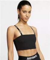 NIKE SPORTSWEAR WOMENS CROP TOP RIBBED BLACK JUST DO IT - XS - CJ2606-010 - XS Regular