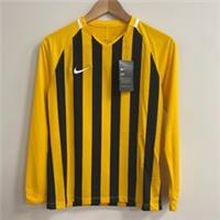 NIKE Dri-Fit Sports Football Top Orange Black Stripe Youth Unisex Age 11-12 Year