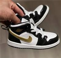 AIR JORDAN 1 TRAINERS BABY TODDLER BLACK METALLIC (UK 7.5 EUR 25) BQ6933 007