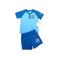 Nike boy Tick logo Cotton blend blue Shorts 2pc Sports Set size 3 4 Years NWT