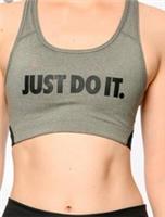 Nike Sports BRA Classic Swoosh Grey Black JUST DO IT Graphic 856829 091 Size XS - XS Regular