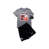 Nike boy Tick logo Grey T Shirt Black Shorts 2pc Sports Set size 5 6 Years NWT