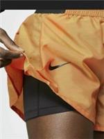 NIKE TEMPO LUX WOMEN RUNNING 2IN1 DRI FIT SHORTS - ORANGE BLACK BV3290-671 - S - S Plus