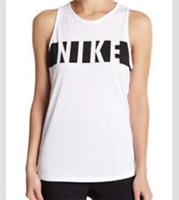 Nike Tee Womens Dri Fit Vest Tank Top Off White Black Graphic - 876625 100 (XS)