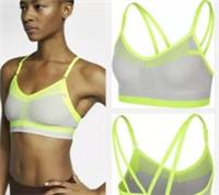 NIKE INDY FLYKNIT SPORTS BRA DRI FIT MEDIUM SUPPORT AQ0160 078 GREY VOLT SIZE L - L Regular