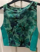 NIKE DRI FIT WOMENS CROP TOP TIGHT FIT CUT OUT GREEN PRINT DR0336 308 SMALL - S Regular