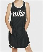 NIKE SPORTSWEAR TEMPO LIGHTWEIGHT WOVEN DRESS - BLACK GREEN AQ9168-010 GIRLS M