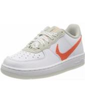 NIKE AIR FORCE 1 LV8 3 PS WHITE/ORANGE KIDS TRAINERS CD7418 100 (UK2.5 EUR35)