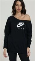 WOMENS NIKE AIR FLEECE LONG CREW TOP OFF SHOULDER CU5426 010 SWEATSHIRT SIZE XS - XS Regular