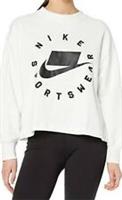 ORIGINAL NIKE AR3052 NSW FT BF FLEECE CREW SWEATSHIRT. WHITE & BLACK, SMALL, NEW - S (Small) Regular