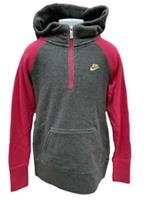New NIKE Girls Quarter Zip Pullover Hoodie Grey and Pink Age 10-12 Years