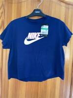Girls Top Nike Age 18 Years New Tags Blue Short Sleeved Size XL Cropped