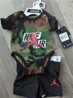 Nike Air Jordan Baby Boy Camo Vest Body Suit Shorts Set Size Newborn 0-3 Months