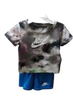 Nike Boys Set Suit Shorts & Top Age 18 Months New Tags Blue Grey Paint Splatter