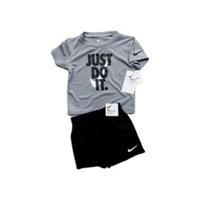 Nike Tick Grey boy T Shirt Black Shorts 2pc Set size 24 months NWT 2 years