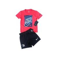 Nike boy Tick logo Red T Shirt Black Shorts 2pc Sports Set size 3 4 Years NWT