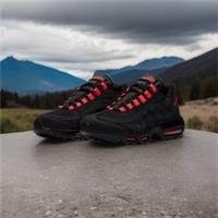 Nike AirMax 95 Black Laser Crimson Mens Trainers Sneakers Shoes UK SIZES