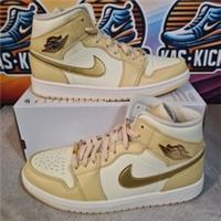 Nike Air Jordan 1 Mid SE Gold Rare Mens Womens Trainers Size 8 UK New Rrp £140