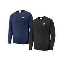 Nike Club Jumper Sweatshirt Mens Crew Neck Fleece Lined Cotton Navy S-XXL Size - S Regular