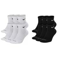 Nike Everyday Dri-Fit 6 Pairs Black White Ankle Crew Socks Cushioned Gym Sports