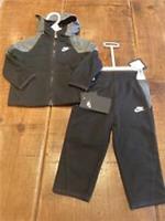 NIKE MIXED MATERIAL HOODED TRACKSUIT BRAND NEW 12mths 74-80cm BLACK GREY Y5