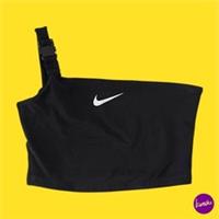 NIKE Women's Cropped Tank Top, NSW Swoosh Single Strap, Clip Closure, Black, UKS - S Regular