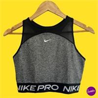 NIKE Women's Training Space Dye Crop Sports Bra, Racerback, Black/Grey, UK M - M Regular