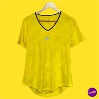 NIKE Women's Dri-FIT Pro Running Top, Open Back, Logo Front, Yellow UK M | EU 38 - M Regular