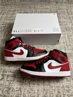 Size 9.5 - Nike Air Jordan 1 Mid Bred Toe White Black Red BQ6472 079