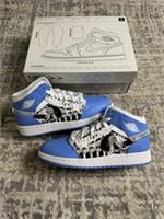 Size 3.5 - Nike Air Jordan 1 Mid SS (GS) White University Blue DR6492-100