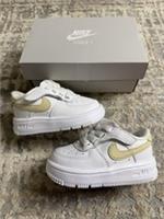 Size 3.5 - NIKE FORCE 1 LOW EASYON (TD) White Khaki FN0236-118