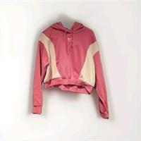 NIKE Womens Air Oversized Crop Hoodie Jumper UK 14 Medium Pink Colourblock BR24 - M Regular