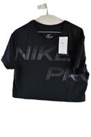NIKE Pro Black Crop T-Shirt size M Womens Training Sports Gym Running Casual - M Regular
