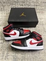 Size 3 - Nike Air Jordan 1 Mid Bred Toe Fire Red GS 554725-079