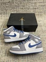 Size 5.5 - Nike Air Jordan 1 Mid True Blue Cement (GS) DQ8423-014