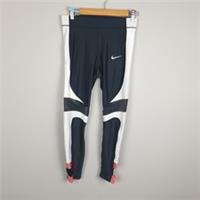 Nike Speed Running Leggings Womens Medium Black White 7/8 Tight Fit Gym Training - M Regular