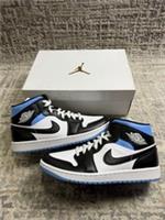 Size 9 - Nike Air Jordan 1 Mid White Black Blue BQ6472-102
