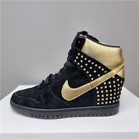 NIKE DUNK SKY HIGH STUDS QS "BLACK-METALLIC GOLD" WEDGE BOOTS (615873 001)