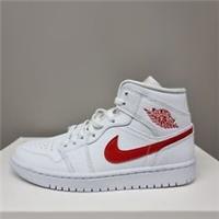 NIKE AIR JORDAN 1 MID "WHITE UNIVERSITY RED" TRAINERS VARIOUS SIZES (BQ6472-106)
