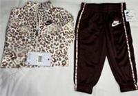 Nike Girls Tracksuit two piece set Age 1, 2 and 3 Brown and white RRP $60