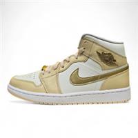 Nike Air Jordan 1 Mid SE Pale Vanilla Metallic Gold Trainers (FB9892 200)