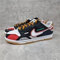 Nike Dunk Low Scrap Black Grey University Red Trainers (DN1775 001)
