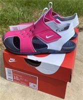 Nike Sunray Protect 2 TD Kids Sandals Trainers Size 9.5 UK Child Fireberry/ Grey