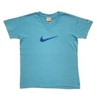 Nike Vintage Y2K Blue V-Neck Short Sleeve T-Shirt BNWT Womens UK Size S - S Regular