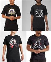 Nike Men Jordan T shirt Cotton Jersey basketball Black Print Tshirt Top S M L XL - L Regular