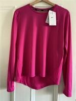 Nike Womens Shirt M Pink Running Long Sleeved Miler Fitness AJ8128-621 - M Regular